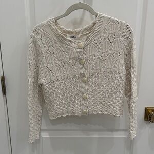 Ba&sh Ivory Textured Cardigan